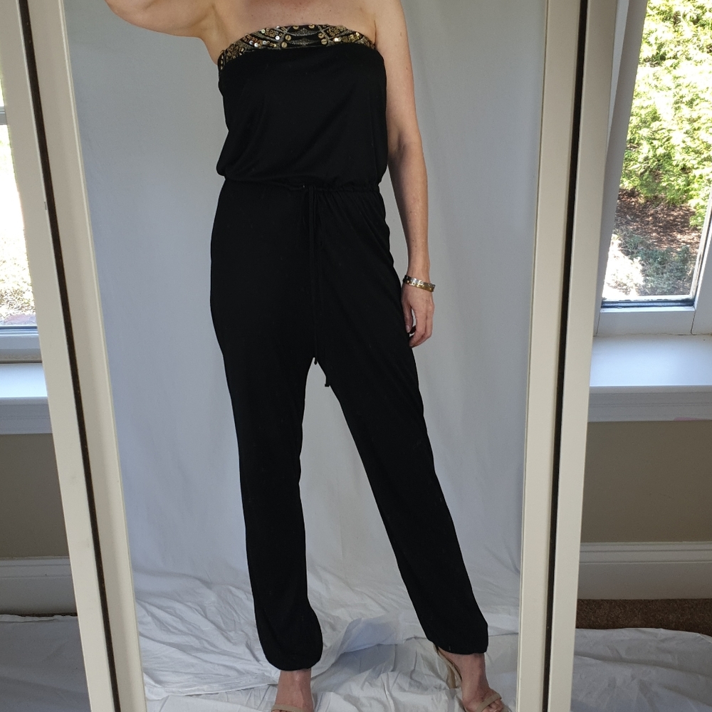 Black tube top jumpsuit size 4